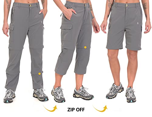 Little Donkey Andy Women's Stretch Convertible Pants, Zip-Off Quick-Dry Hiking Pants Gray Size L #TOP4