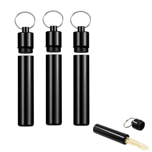 Porte Cure Dents En Métal, Boîte à Cure Dents Poche, Boîte de Cure Dents, Boîte de Rangement Portable pour Cure-Dents Poche pour Cure-Dents avec Porte-Clés, Pour...