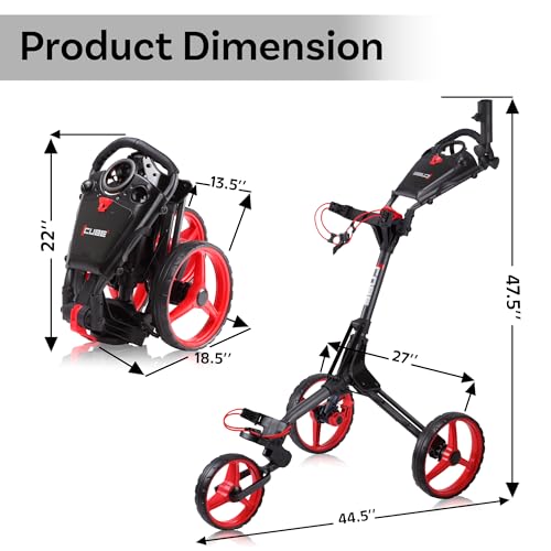image for Cube Cart Golf Push Cart 3 Wheel, Smallest Folding Lightweight Golf Ca