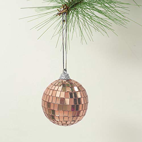 Balsacircle 6 Rose Gold 2-Inch Wide Glass Hanging Party Disco Mirror Balls Wedding Events Birthday Decorations Christmas Ornaments #TOP3