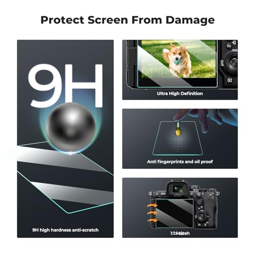 Image of K&F CONCEPT 3 Pack Camera Screen Protector Compatible with Sony A7M5 A7R5, 0.3mm 9H Hardness Tempered Glass Cover Anti-Scratch Bubble-Free & Hot Shoe Cover
