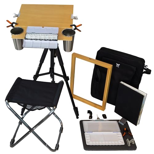 PLEINLY Outdoor Watercolor Easel Set | Portable Plein Air Watercolor E