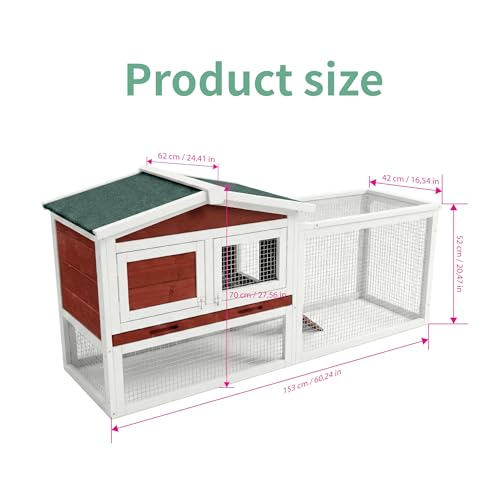 2-Story Wooden Rabbit Hutch & Chicken Coop, Indoor/Outdoor Bunny Cage with Waterproof Roof, Removable Cleaning Tray & Access Ramp for Chicken, Rabbit by SierraSquad - Image 2