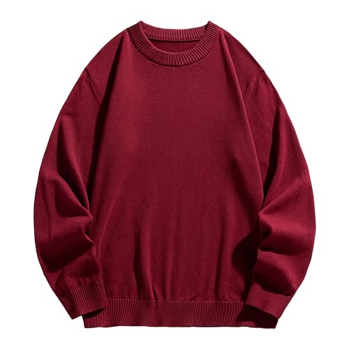 Men's Basic Long Sleeve Knit Pullover Solid Color Casual Male Knits Sweaters Crew Neck Slim Fit Knitted Sweater