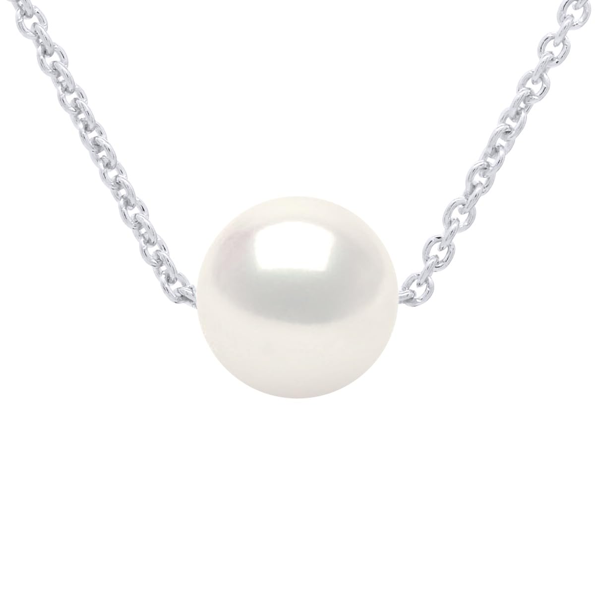 Collier chaîne perle de culture d'eau douce AAA+ en argent 925 - 7