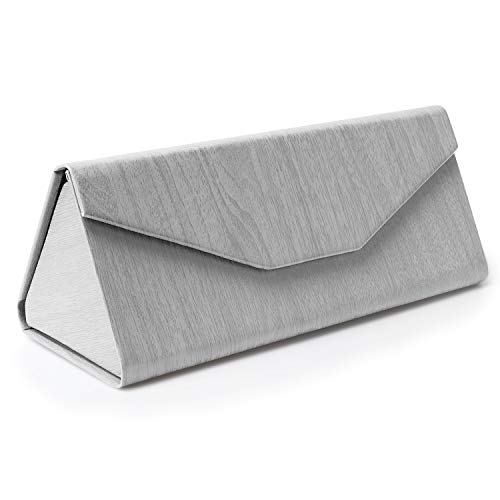 Image of 2 Pack Triangle Foldable Glasses Case Portable Magnetic Closure PU Leather Hard Shell Medium Size