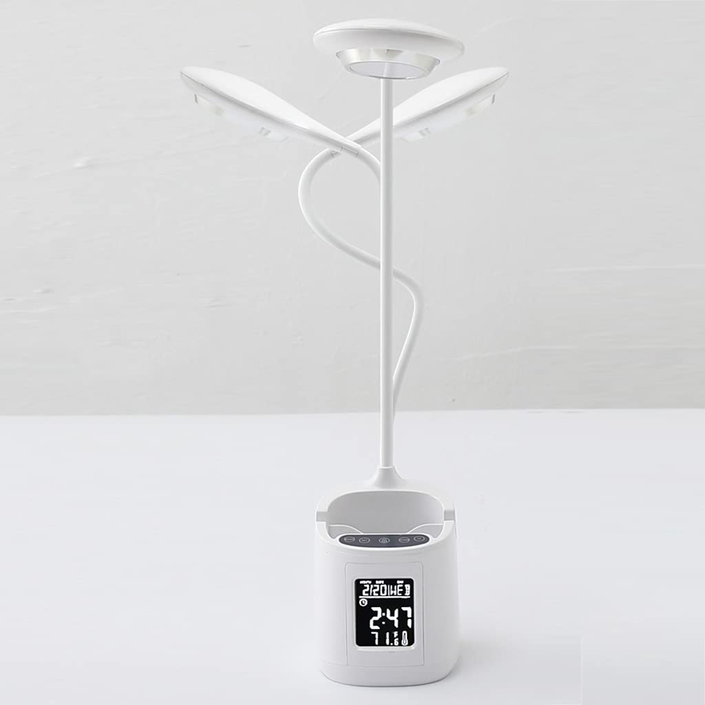 1 lot de lampe de bureau LED avec porte-stylo pour ordinateur de bureau flexible col de cygne pour la lecture et l'étude, petite pour chambre à coucher, lampes USB pour enfants, loupe sur pied à