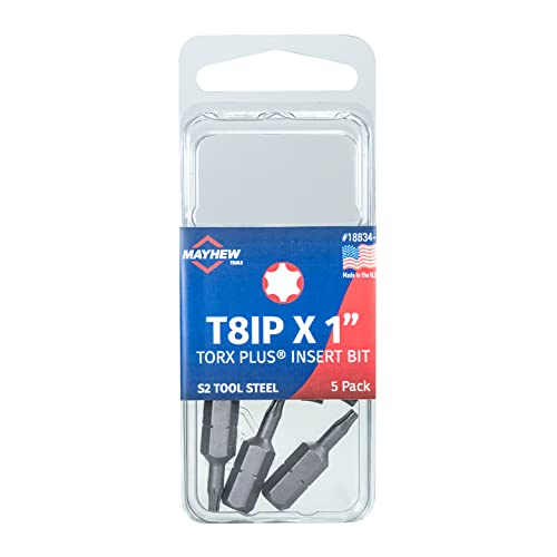 Mayhew Tools 18834-5 USA Torx Plus Insert Bit, T8IP x 1", 5-Pack