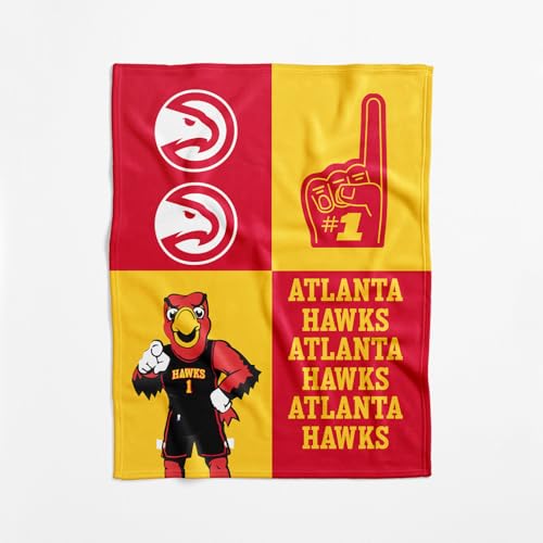 NBA Atlanta Hawks Officially Licensed Baby Swaddle Blanket, 40 x 50 in, Soft Lightweight Polyester, Domino Design