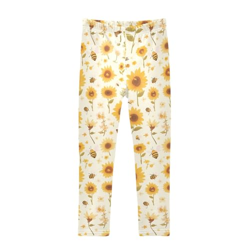 KLL Sunflowers Honey Bees Gnomes Toddler Girls' Legging Stretch High Waisted Athleisure Pants Running