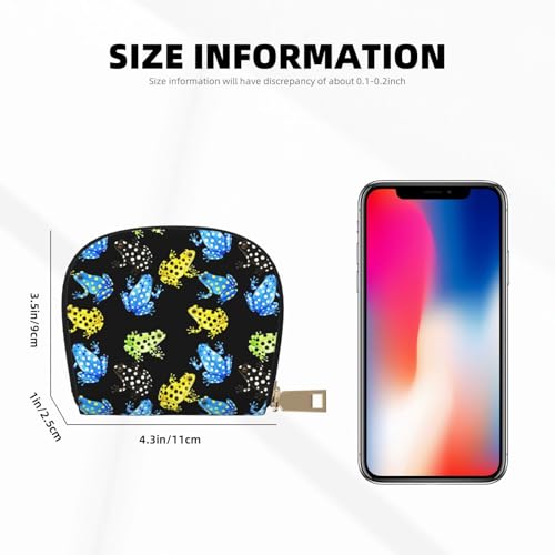 Wallet Women Small Credit Card Holder with Rfid Blocking Zip Credit Card Case (tropical frogs black)3