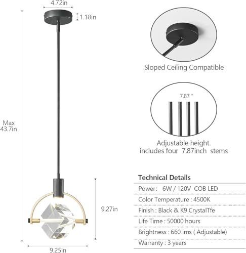Lustre en cristal moderne pour illuminer un plafond bas - 2