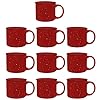 DISCOUNT PROMOS Ceramic Campfire Coffee Mugs 13 oz Set of 10 Bulk Pack Perfect for Tea Espresso Cappuccino Hot Cocoa Red