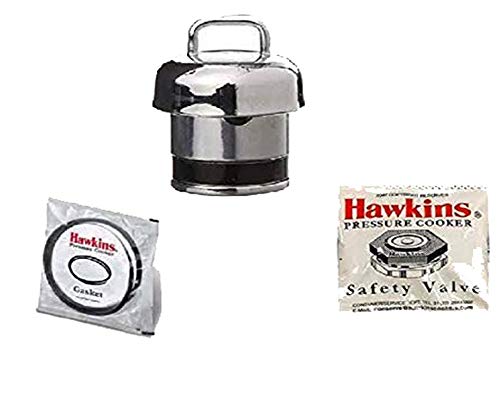 Hawkins silver Stainless Steel, Rubber, Aluminium Vent Weight Safety Valve Bundle/Set of Hawkins Gasket Whistle A10-09, B10-10 H10-20 for Classic/Contura and 2 to 3 L Pressure Cookers - Set of 3