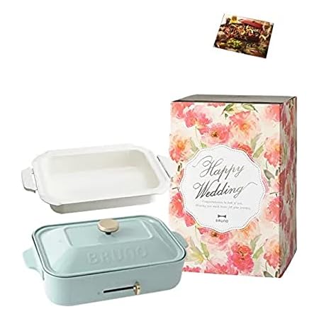 Amazon Bruno ブルーノ コンパクトホットプレート 本体 プレート4種 たこ焼き 平面 グリル マルチ 限定結婚祝いスリーブ レシピブック 付きブルーグレー Blue Gray おすすめ おしゃれ かわいい これ1台 蓋 ふた付き 温度調節 洗いやすい 1人 2人 3人用 小型 小さい