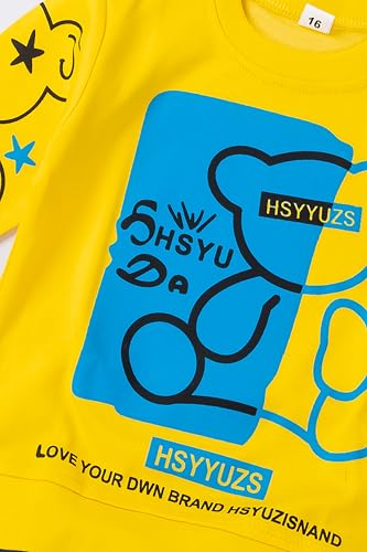 Image of Unisex Kids Cotton T-shirt and Denim Pant Set Comfort Fit all Season for Boys and Girls 1 to 8 years (Yellow, 3-4 Years)