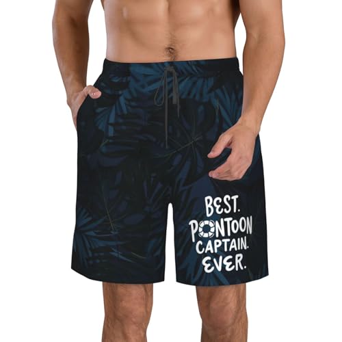 Men's Swim Trunks Bathing Suit Hawaiian Swimsuits Pontoon Captain Boating Beach Shorts with Pockets,