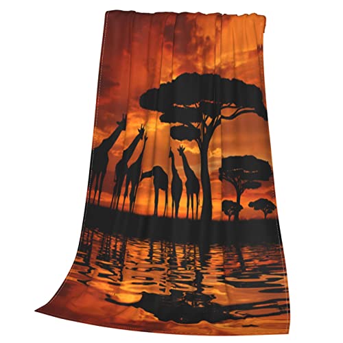 Couverture micro polaire girafe plaid chaud anti-frissons lit salon