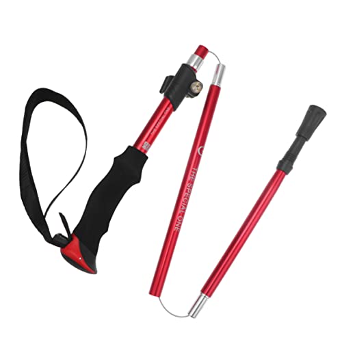 Walking Sticks 5 Fold up Walking Cane Foldable Walking Stick Collapsible Hiking Poles Camping Telescopic Walking Cane Metal Trekking 5 Section Telescopic Walking Cane Red Short