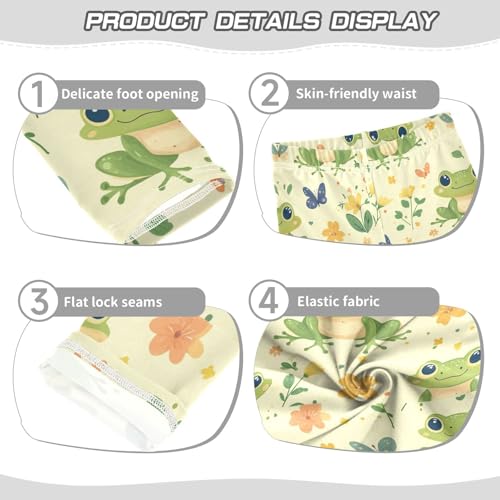 Boccsty Frogs Pastel Yellow Hearts Girls Leggings Kids Yoga Pants Dance Active Tights 4T3
