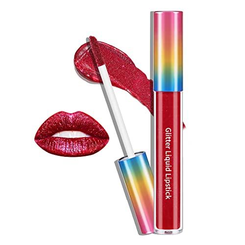 Boobeen Matte Metallic Glitter Liquid Lipstick Metal Lip Color Diamond Shimmer Lip Gloss Waterproof Long Lasting Bold Nonstick Glitter Lip Glaze Makeup, For Women And Girls #TOP21