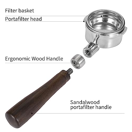 58Mm Bottomless Portafilter With Double Shot Filter Basket & Wood Handle For Breville Oracle, Oracle Touch, Dual Boiler Bes980Xl Bes990Bss Bes920Xl Espresso Machine #TOP2