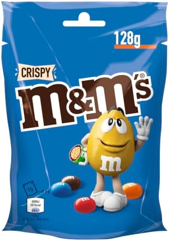M&M'S Crispy Knusper Schokolinsen mit Schokolade, 128g | Knusprige Schokolinsen mit extra Crunch-Faktor — der beliebte Snack für zwischendurch. Halloween Süßigkeiten
