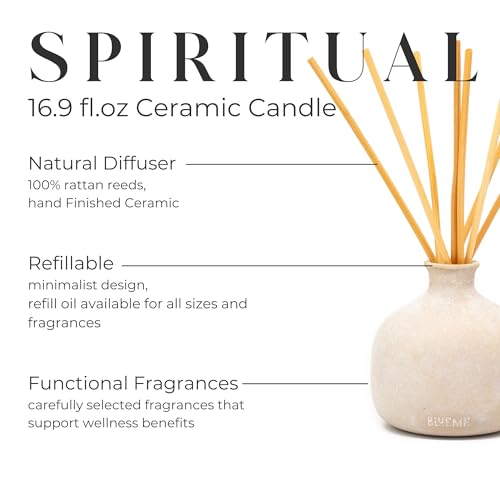 BLUEME-Bundle-Spiritual-Palo-Santo-Vetiver-1691-Fl-Oz-Wellness-Diffuser-Oil-Refill-Contains-Essential-Oil-Sustainable-Hand-Finished-Premium-Luxury-Ceramic-Natural-Rattan-Reeds BLUEME Bundle Spiritual Palo Santo Vetiver 1691 Fl Oz Wellness Diffuser Oil Refill Contains Essential Oil Sustainable Hand Finished Premium Luxury Ceramic Natural Rattan Reeds