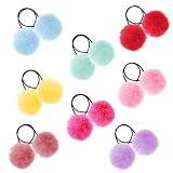 16PCS Pom Pom Hair Ties Pompom Ball Elastic Fluffy Cute Ponytail Holders PomPom Hair Band Hair Acces