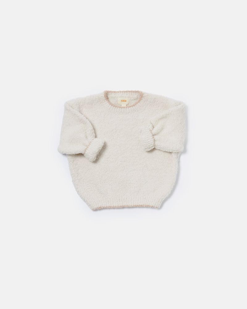 7AM Enfant Unisex Baby Sweater - Long Sleeve Toddler Fuzzy Sweater, Soft Sweatshirt for Kid, Wide Boxy fit | Machine Washable