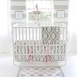 My Baby Sam Olivia Rose 3 Piece Crib Bedding Set, Pink/Gray