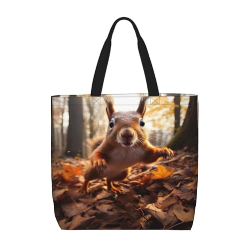 Squirrel Print Tote Bag,Multi-functional Reusable,Lightweight Crossbody,Work,Travel,Everyday Use