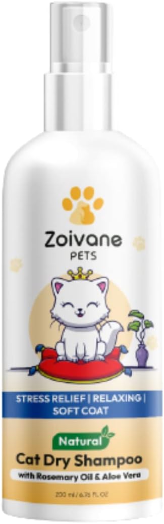 ZOIVANE Cat Dry Shampoo 200Ml|Extra White 5 in 1 Conditioner, Persian Hair Fall,Kitten, Accessories, Normal,Suitable All Types-Pack of 1
