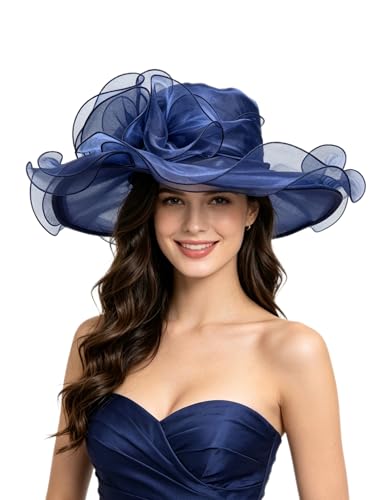 SAFERIN Women's Organza Church Kentucky Derby Fascinator Bridal Tea Party Wedding Hat, Sf4-light Blue, 1