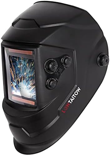 LONTAITOW Large Viewing Screen 3.94"X3.66" True Color Solar Powered Auto Darkening Welding Helmet, 4 Sensor & Wide Shade Range 4~5/9-9/13 Welding Mask for TIG MIG ARC Weld Grinding (Black)