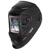 LONTAITOW Large Viewing Screen 3.94"X3.66" True Color Solar Powered Auto Darkening Welding Helmet, 4