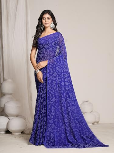 Image of Garden Vareli Lock Chiffon Floral Saree