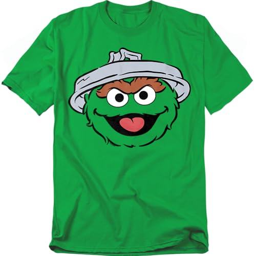 Sesame Street Oscar The Grouch Full Face Unisex Adult T Shirt Kelly Green Medium