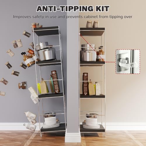 Image of 4-Tier Industrial Bookshelf, Wood and Metal Shelf Unit, Storage Bookcase