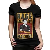 Women's T-Shirt Rage Rock Againsts The Machines Band Crew Neck Shirts Short Sleeve Cotton Tees Top for Women Black Medium