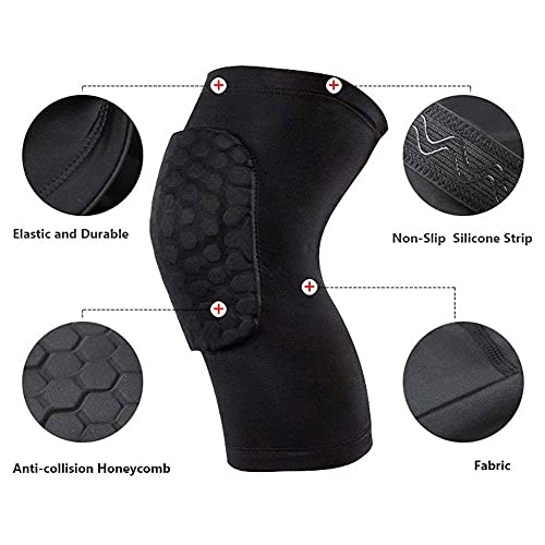 Knee Pads Honeycomb Short Knee Support Basketball Knee Guard Baseball Knee Brace Compression Sleeve Collision Avoidance Kneepad Running Volleyball Football All Contact Sports Youth & Adult (6Pair) #TOP3