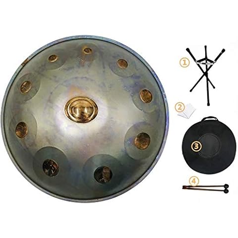 XielInd Handpan Drum instrument, Steel Tongue Drum Handpan Drum Stainless Material Percussion + Bag (False 10notes),made in America Cover