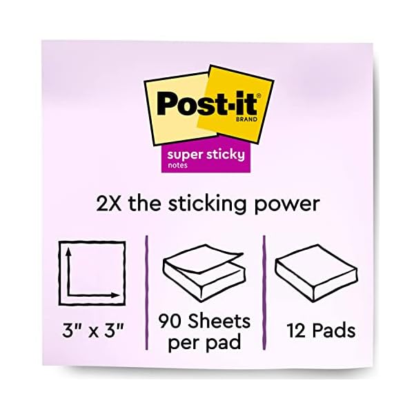 Post-it Super Sticky Notes, 2x Sticking Power, 3" x 3", Miami Collection, 12 Pads per Pack, 90 Sheets – Bild 4