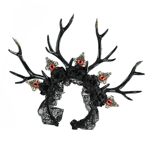 Serre-tête Halloween pour fille et femme avec motifs bois de cerf gothiques