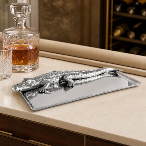 Arthur Court Aluminum Alligator Serving Tray | 20 Inch x 9 Inch | Versatile Platter for Entertaining by Arthur Court - Used condition - Image 2
