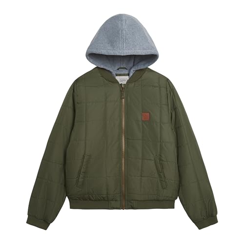 Image of LONDON FOG Boys' Midweight Quilted Bomber Jacket With Sweatshirt Hood