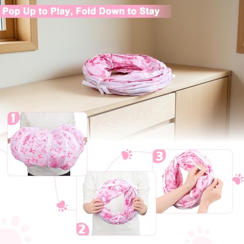 Image of Glittme Cat Tunnel, Cat Tunnels for Indoor Cats, S-Shape Peekaboo Cat Cave with Cat Toys, Foldable Cat Tubes and Tunnels for Cats, Rabbit, Puppy, Guinea Pig