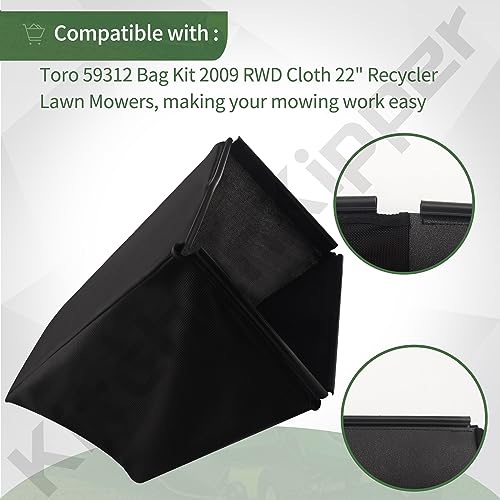 115-4673 Grass Bag Compatible with Toro 59312 Bag Kit 2009 22\" Lawn Mower 20332 20332C 20333 20333C 20334 Model - (Only Bags are Included, NO Metal Frame)