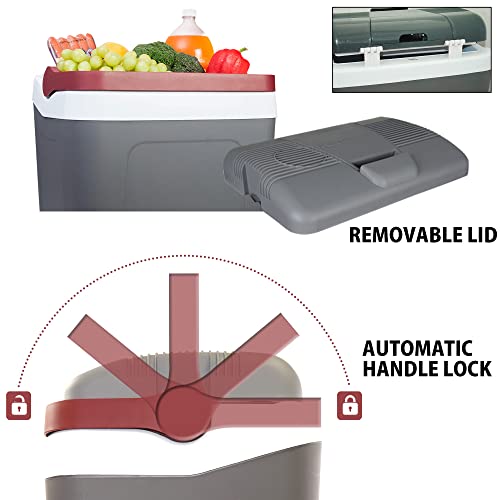 Koolatron Thermoelectric Iceless 12V Cooler 25 L (26 Qt), Electric Portable Car Fridge W/ 12 Volt Dc Power Cord, Gray/White, Travel Road Trips Camping Fishing Trucking, Made In North America #TOP4