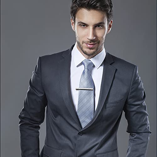 Image of Thunaraz Tie Tacks for Men Tie Bar Clip for Regular Ties Necktie Mens Ties Tacks Clutch with Chain for Wedding Business Pin Clips Mixes Color